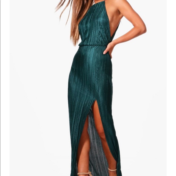 teal dress boohoo